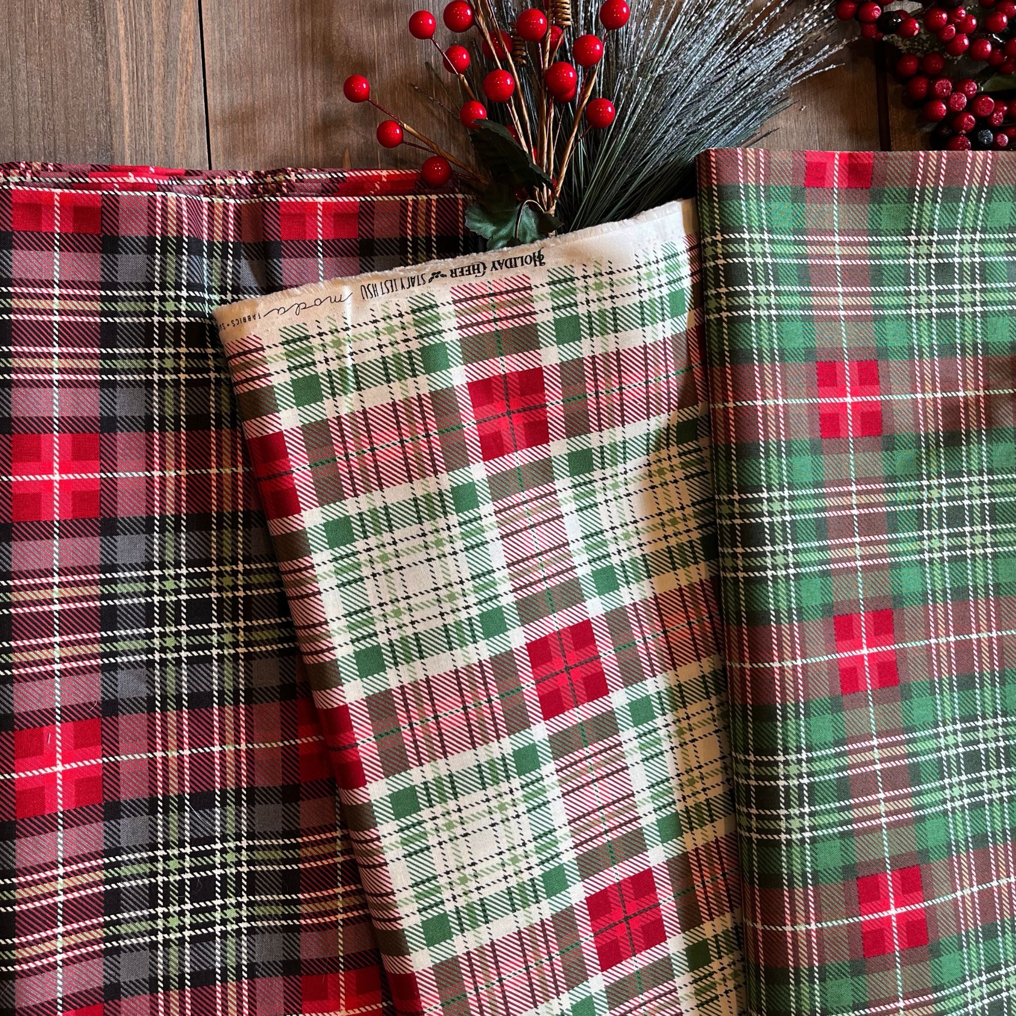 PRESALE Holiday Cheer Custom Fat Quarter Bundle Christmas Plaids by Stacy Iest Hsu for Moda Fabrics | 3 FQs | Curated Bundle