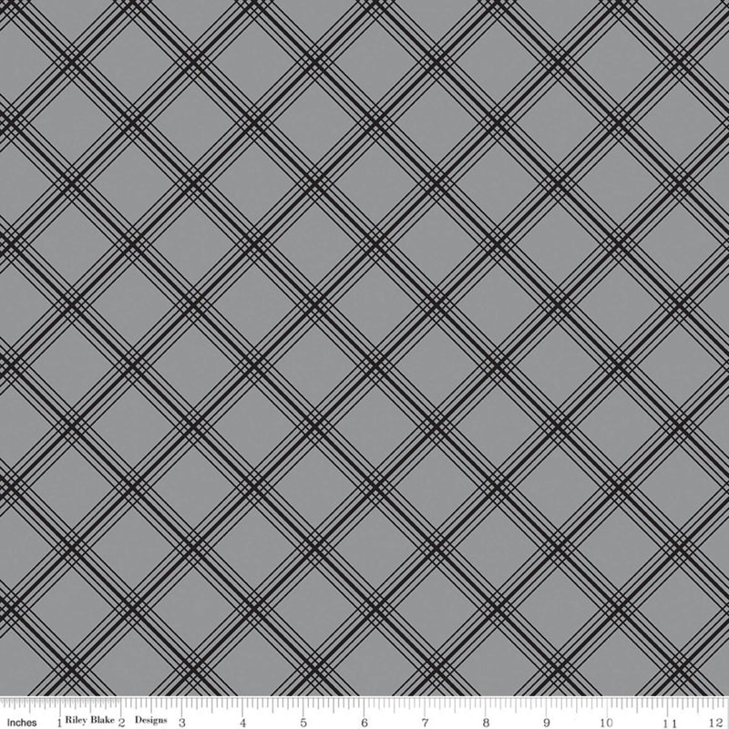 Midnight Meadow Plaid Gray Yardage by My Mind's Eye for Riley Blake Designs | C15322-GRAY