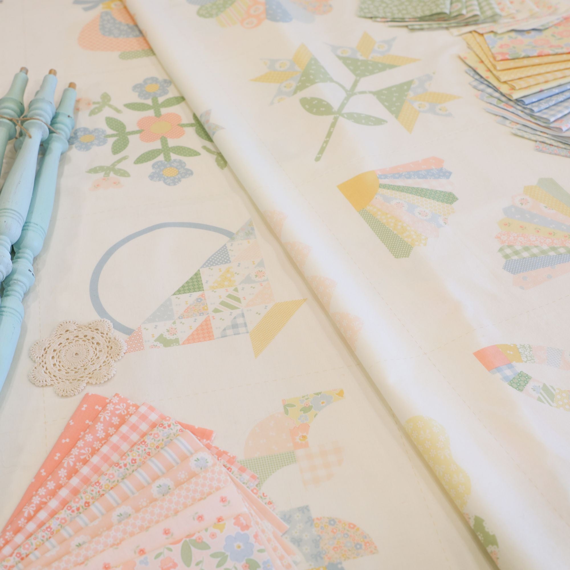PRESALE Handmade Sweetness Porcelain Quilt Blocks Panel by Heather Briggs of My Sew Quilty Life for Moda Fabrics | 31772 11