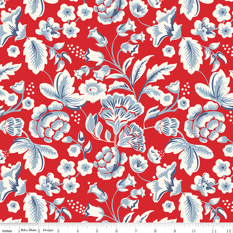 Freedom Garden Main Red Yardage by My Mind's Eye for Riley Blake Designs | C15620-RED