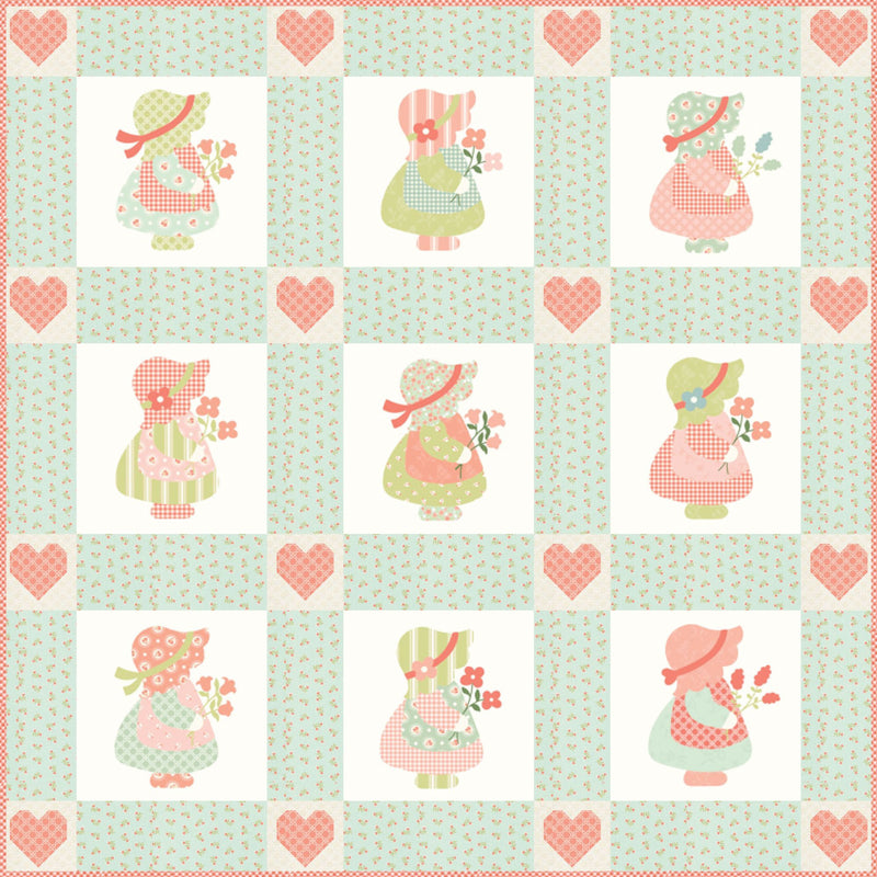 PRESALE Little Lovely Custom Quilt Kit With Sunbonnet by Heather Briggs of My Sew Quilty Life | Free Pattern (Blue Version)