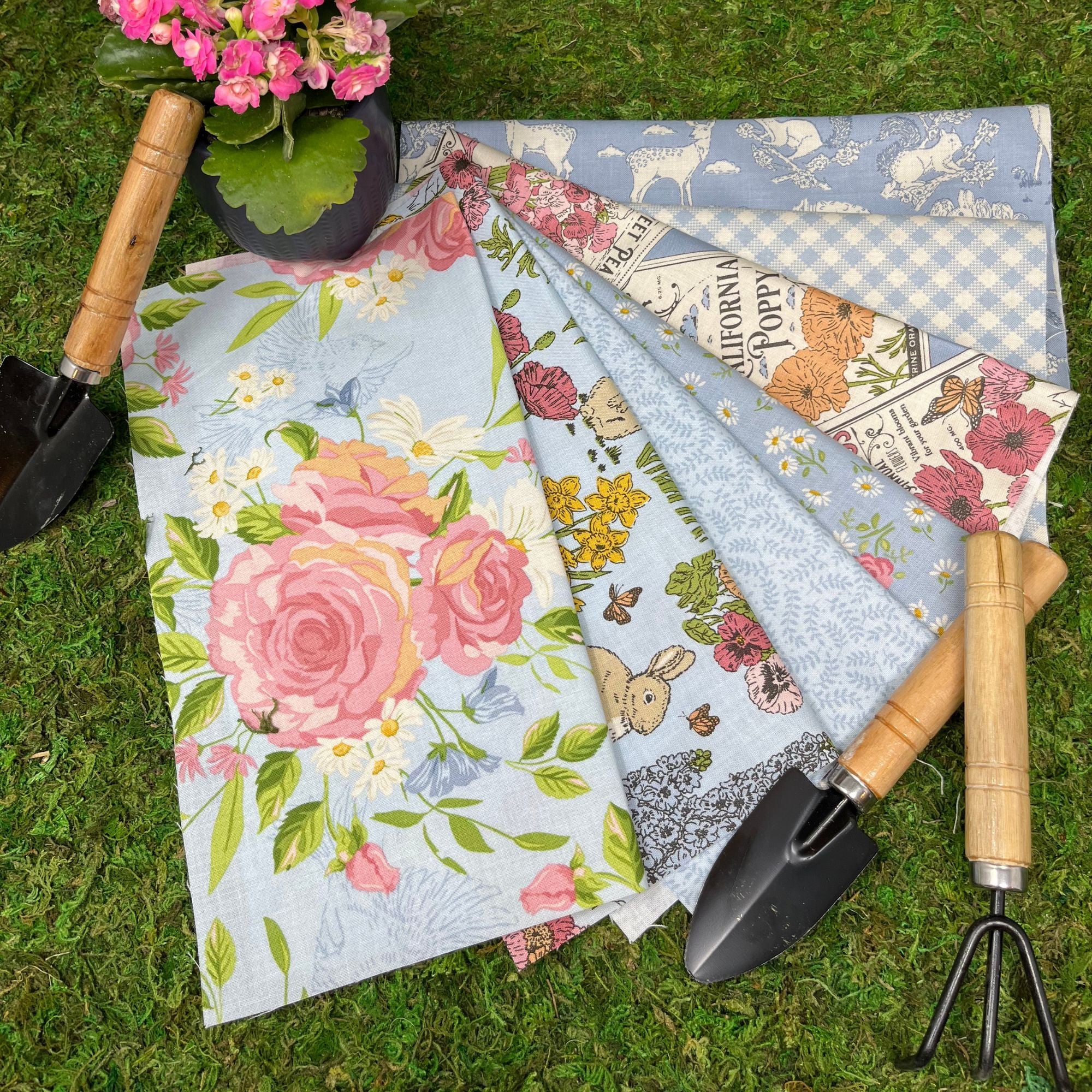 PRESALE My Secret Garden Custom Fat Quarter Bundle Blue by Stacy Iest Hsu for Moda Fabrics | 7 FQs | Curated Bundle