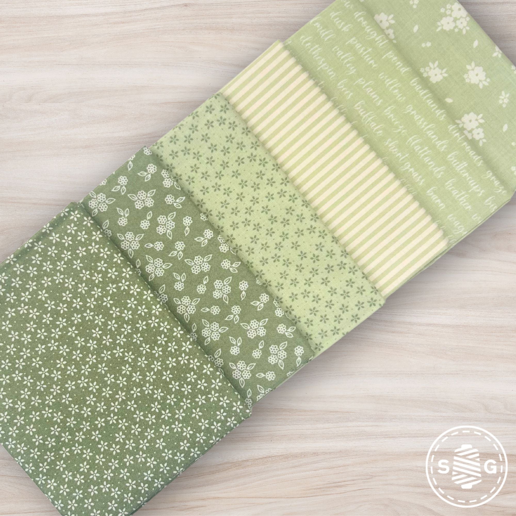 Pastel Prairie Custom Fat Quarter Bundle Green by My Sew Quilty Life for Moda Fabrics  | Curated Bundle | 6 Fat Quarters