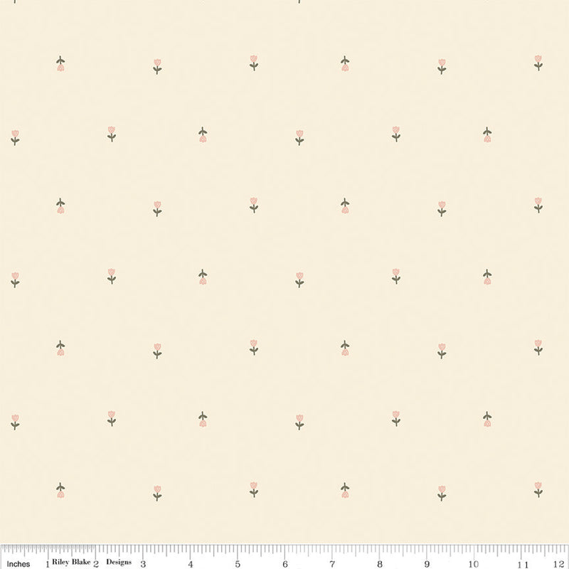 Blush 'n Butterscotch Tulips Cream Yardage by Simple Simon & Company for Riley Blake Designs | C15591-CREAM