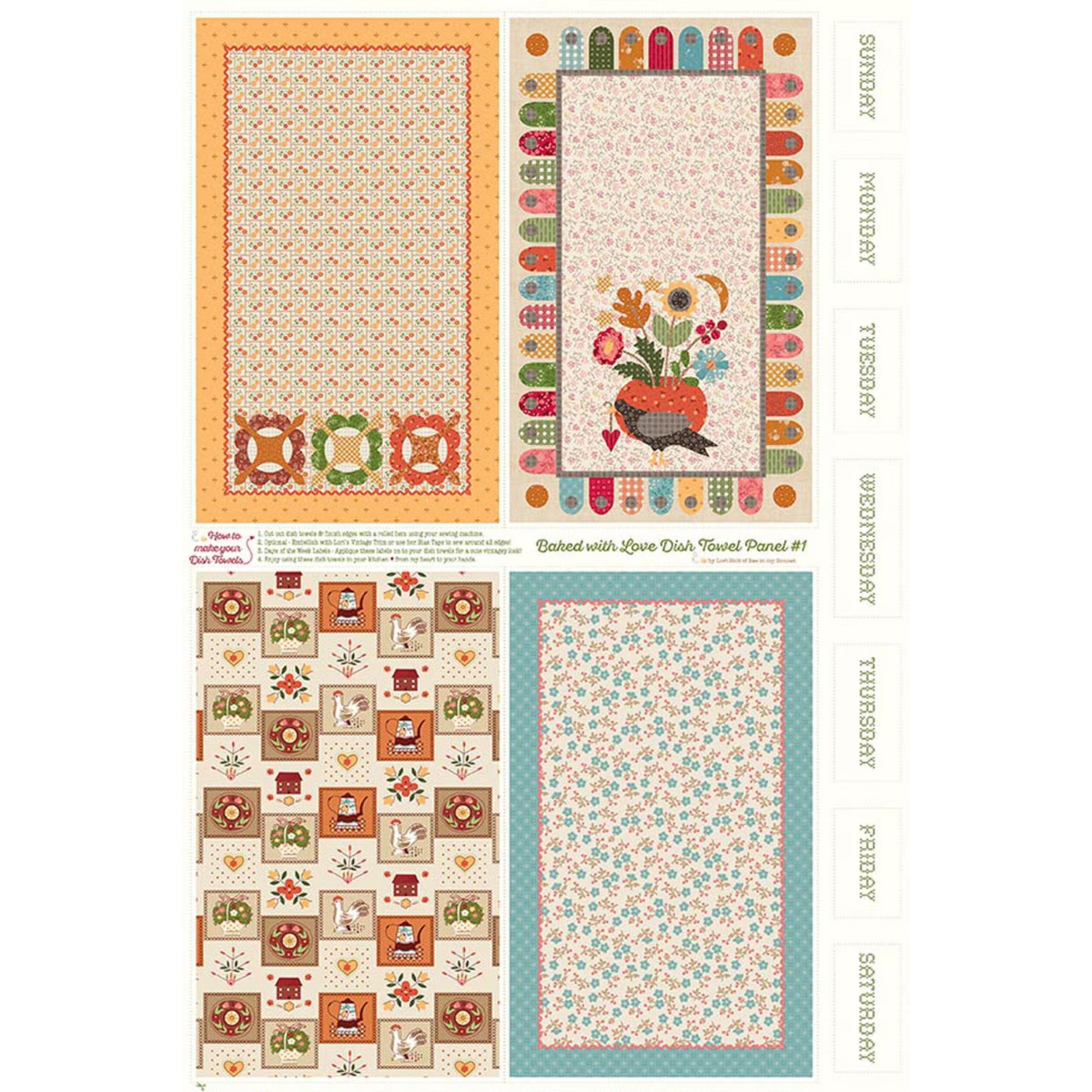 PRESALE Baked With Love Home Decor Dish Towel Panel #1 by Lori Holt of Bee in My Bonnet | HD18120-PANEL