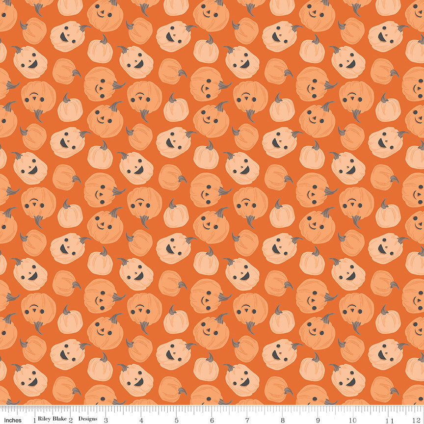 Frank and Friends Pumpkins Orange Yardage by My Mind's Eye for Riley Blake Designs | C17472-ORANGE