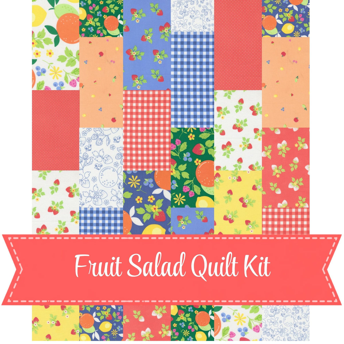 Fruit Salad Quilt Kit | 57" x 70" | Beginner Friendly Fat Quarter Quilt | FREE PATTERN
