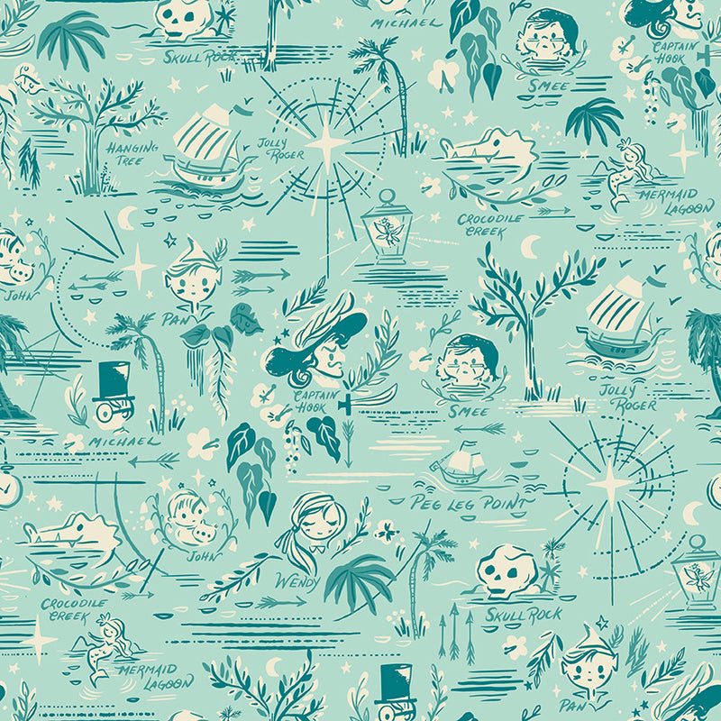 PRESALE Forever Neverland Neverland Map Songbird Yardage by Jill Howarth for Riley Blake Designs | C15902-SONGBIRD