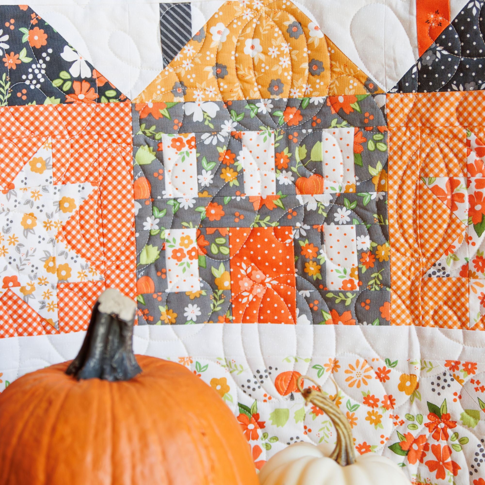 PRESALE Pumpkin Hollow Quilt Kit Boxed With Birch and Willow by Sherri & Chelsi for Moda Fabrics | Boxed Fall Quilt Kit | 37720AB