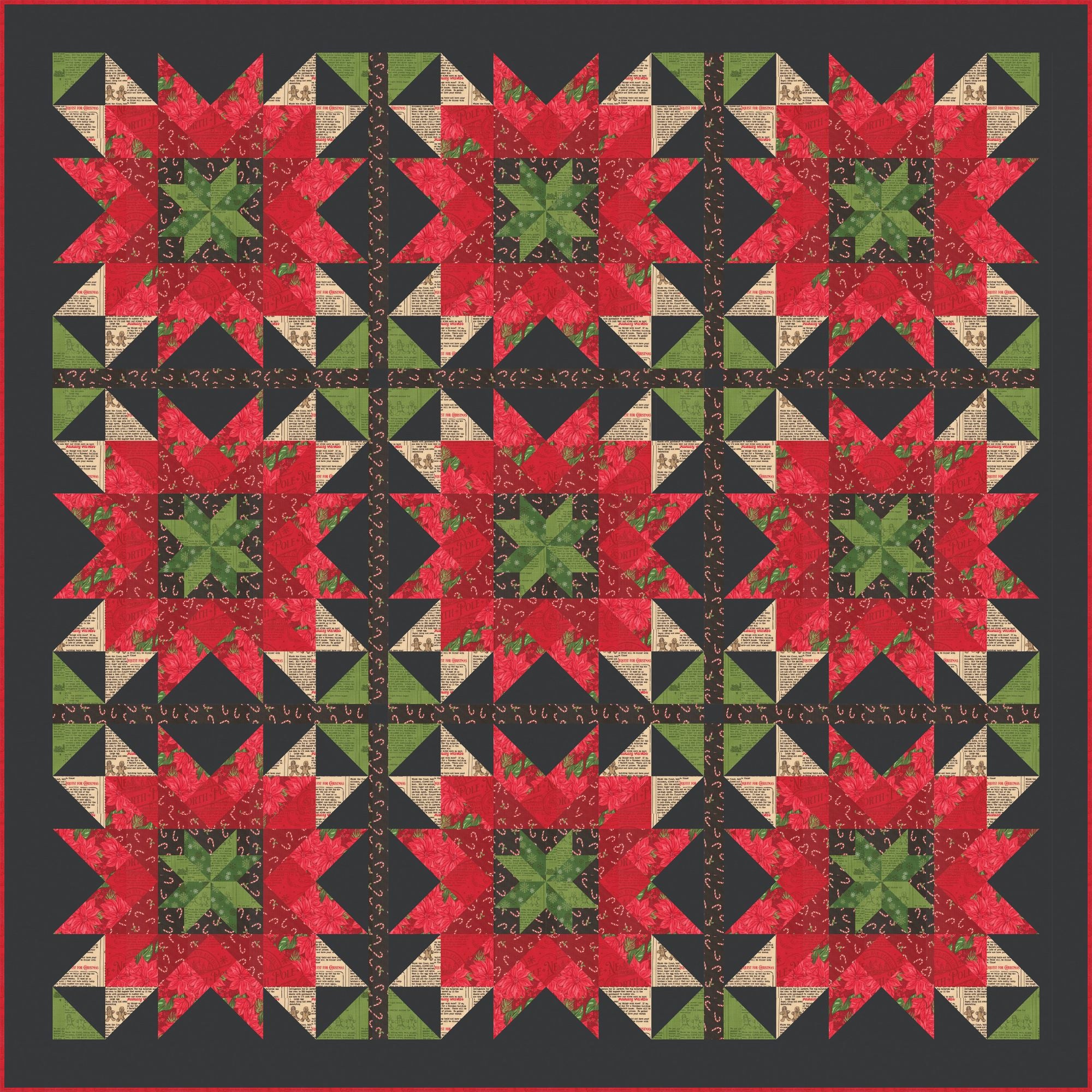 PRESALE Holiday Flora Custom Quilt Kit With Holiday Cheer by Stacy Iest Hsu | 62 1/4” x 62 1/4” (Dark Version)