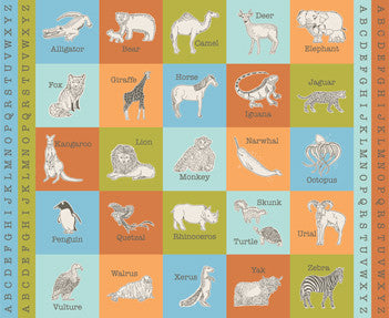 Animal Park Fun Block Panel Multi by Stacy Iest Hsu for Moda Fabrics | Panel Size 36" x 44" | 20968 11