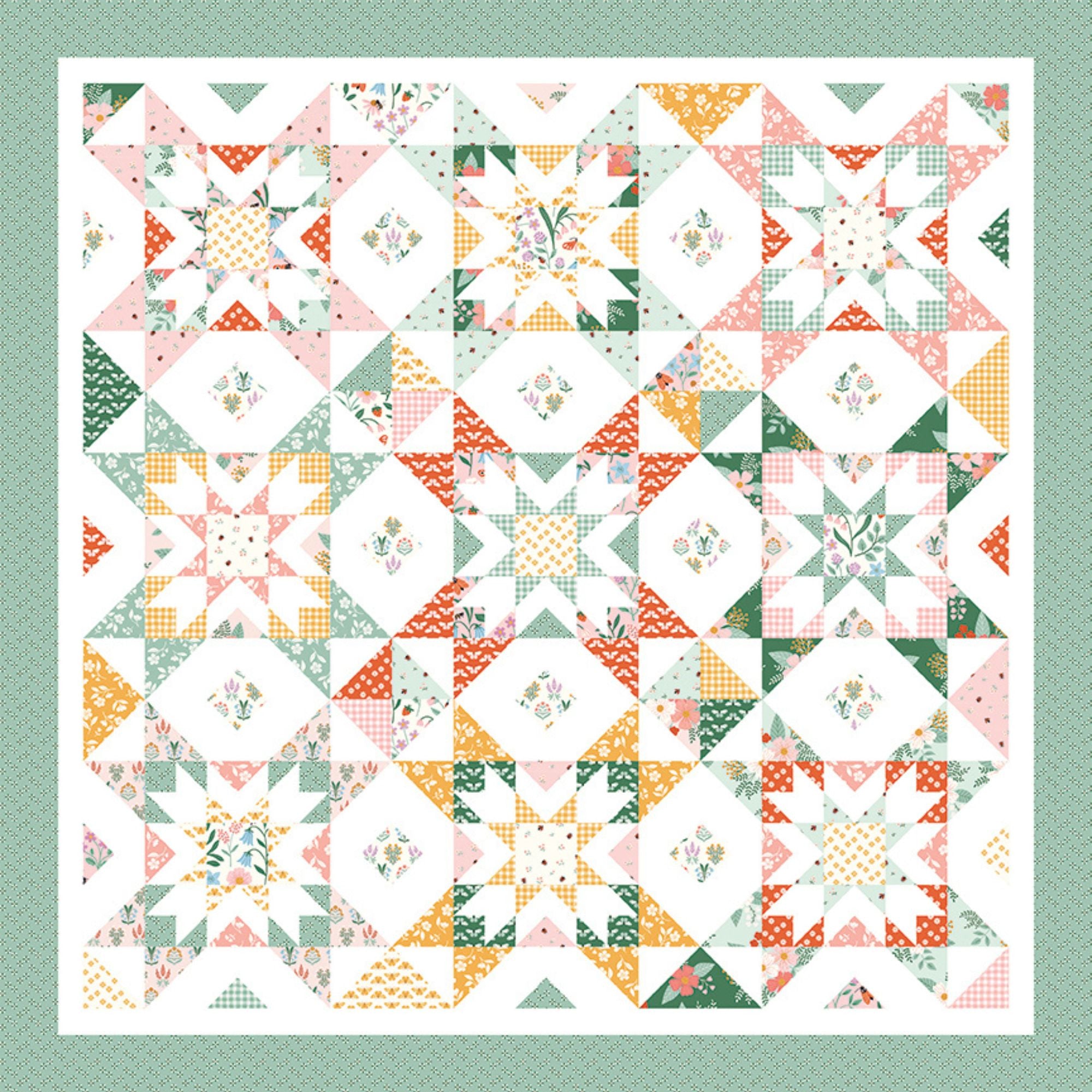 Nesting Stars Custom Quilt Kit With Meadow Moments by Little Forest Atelier for Riley Blake Designs | Quilt Size 64" x 64"