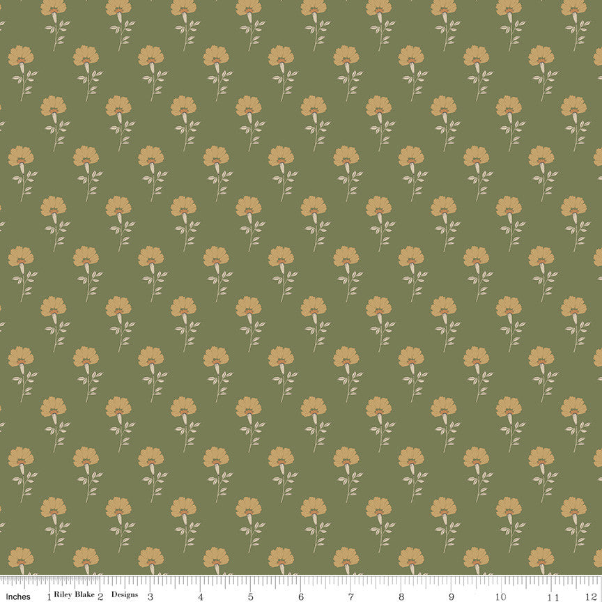 Threads of Grace Flora Green by Kassidy Grace for Riley Blake Designs | C16821-GREEN | 14" Remnant Fabric