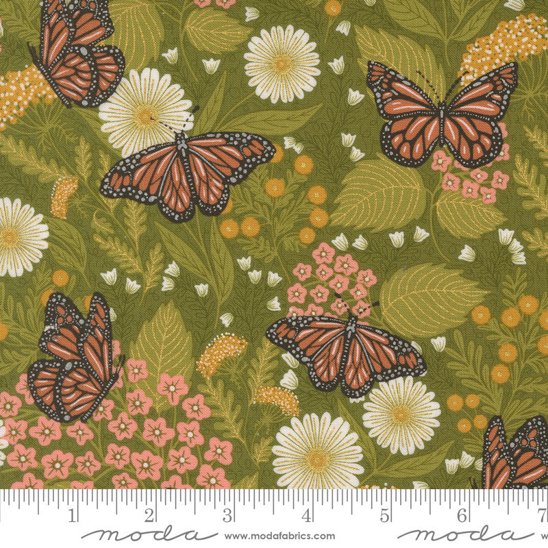 PRESALE Bee Garden Summer Butterfly Metallic Ivy by Gingiber for Moda Fabrics | 48412 12M