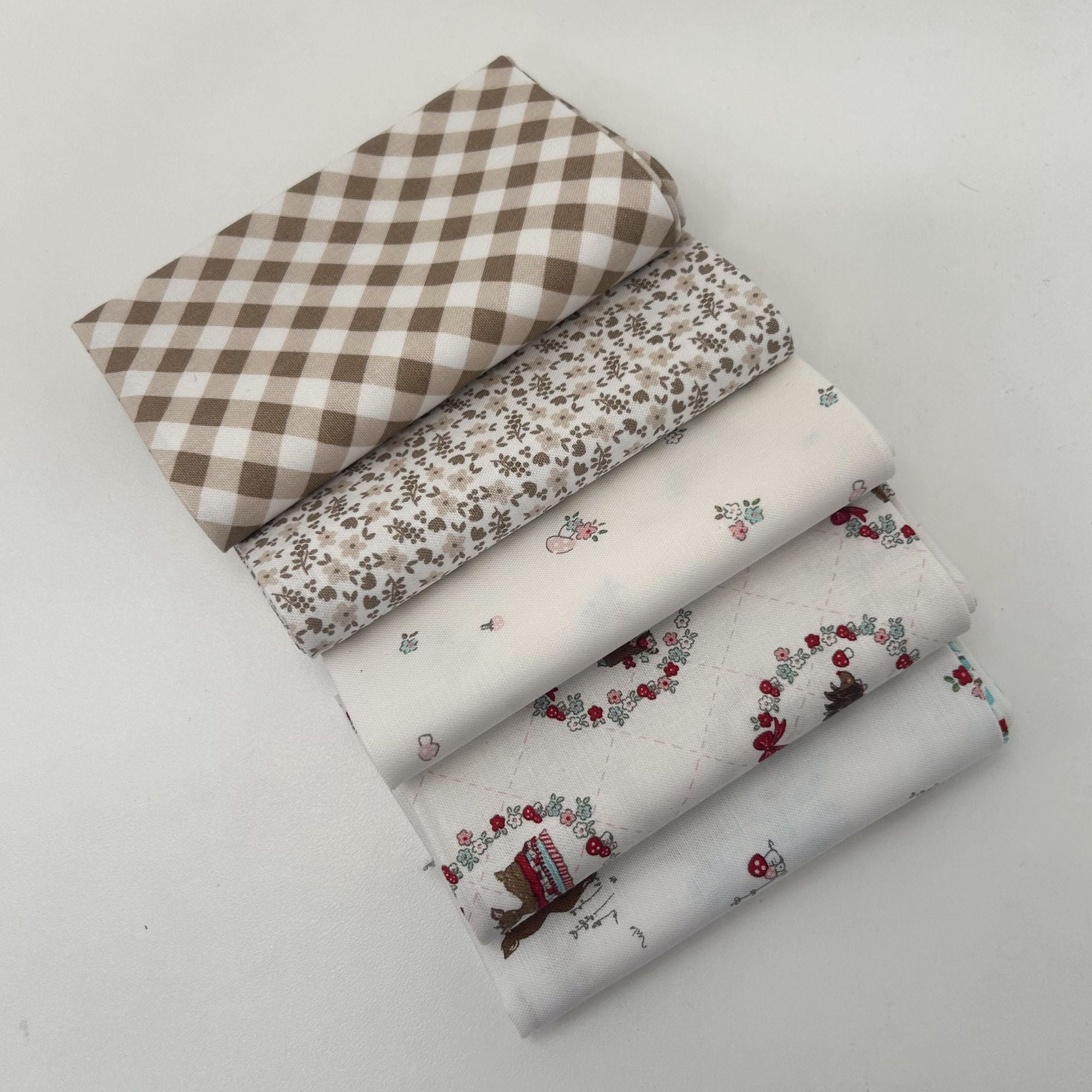 Whimsical Woodland Custom Fat Quarter Bundle White Natural by Tasha Noel for Riley Blake Designs | 5 FQs | Curated Bundle