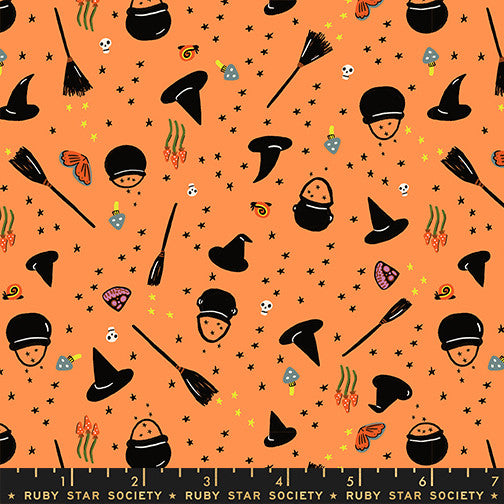 PRESALE Freaky Familiars Witchy Woman Pumpkin Yardage by Ruby Star Society | RS5195 12