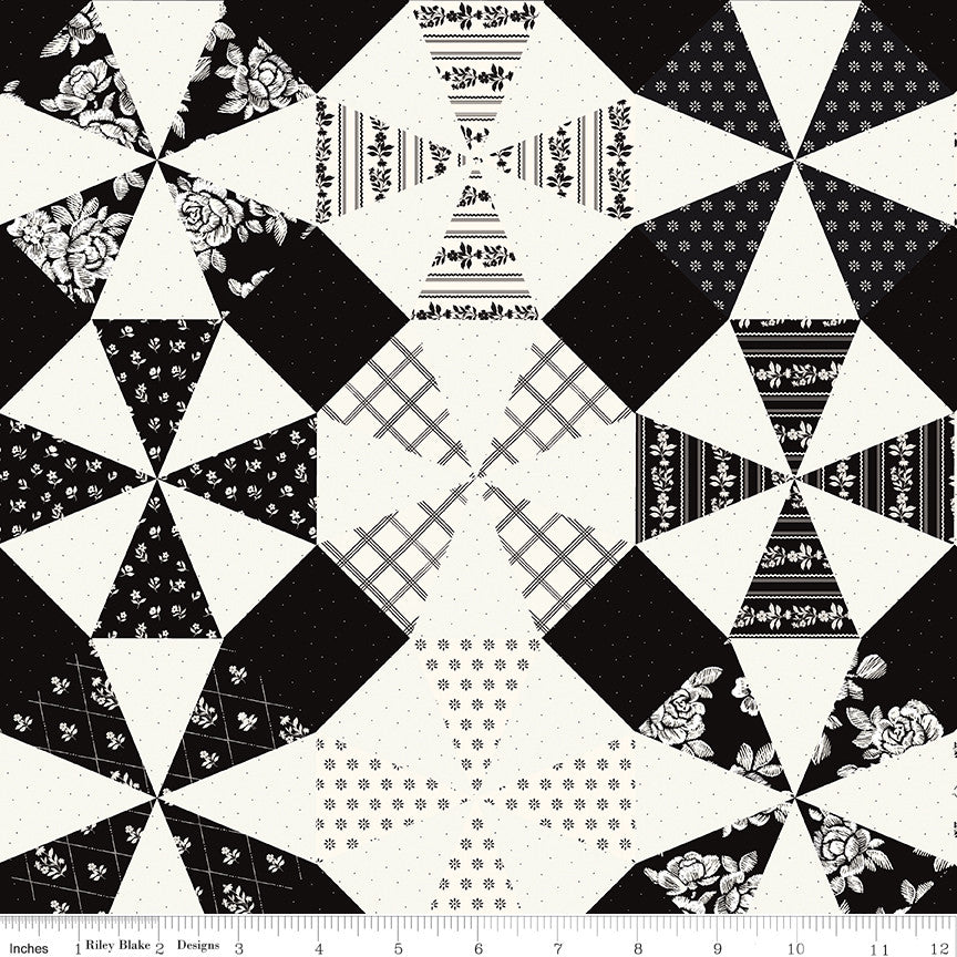 PRESALE Moonlit Trellis Kaleidoscope Cheater Print Cloud Yardage by My Mind's Eye for Riley Blake Designs | C18218-CLOUD