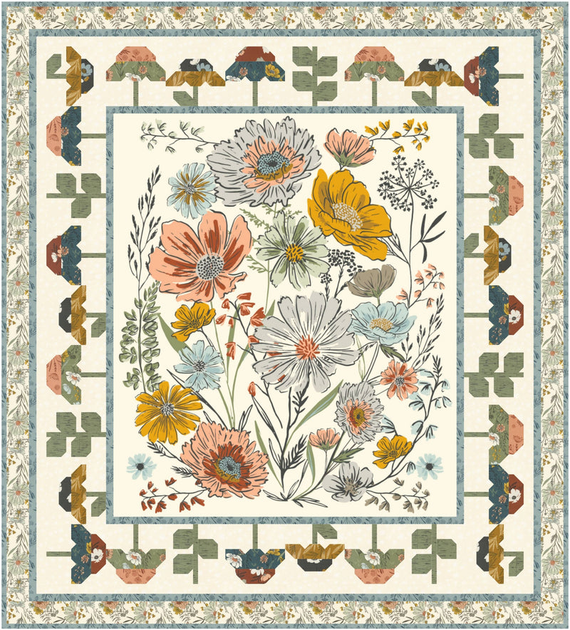 Indoor Spring Garden Quilt Kit using Woodland and Wildflowers fabric by Fancy That Design House for Moda Fabrics | 56" x 62"