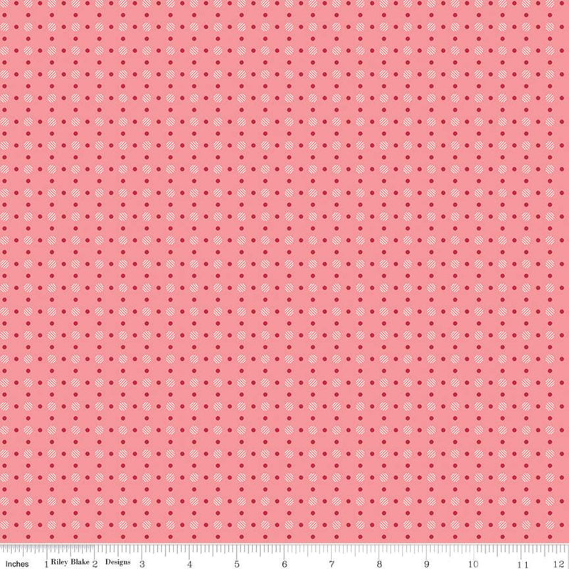 Bee Basics Coral Polka Dot Yardage by Lori Holt of Bee in my Bonnet for Riley Blake Designs |C6405 CORAL