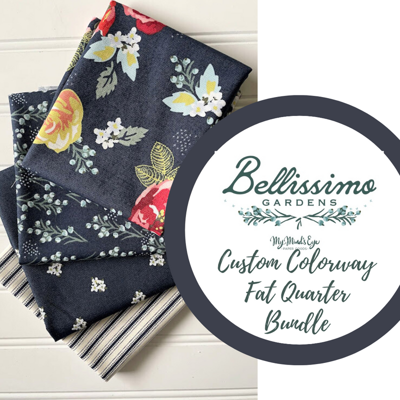 Bellissimo Gardens Navy Colorway Fat Quarter Bundle by My Mind's Eye for Riley Blake Designs | 4 FQs