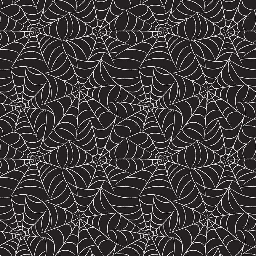 Frank and Friends Webs Black Glow in the Dark Yardage by My Mind's Eye for Riley Blake Designs | GC17474-BLACK