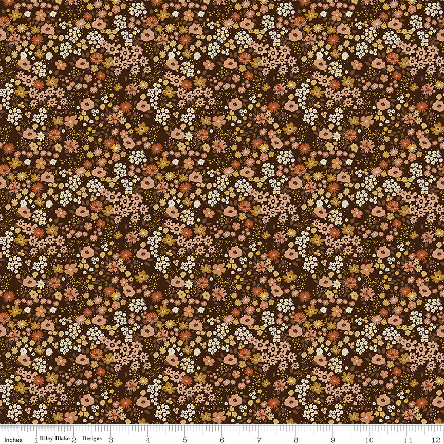 Worth Repeating Flower Garden Coffee Yardage by Sandy Gervais for Riley Blake Designs | C18262-COFFEE