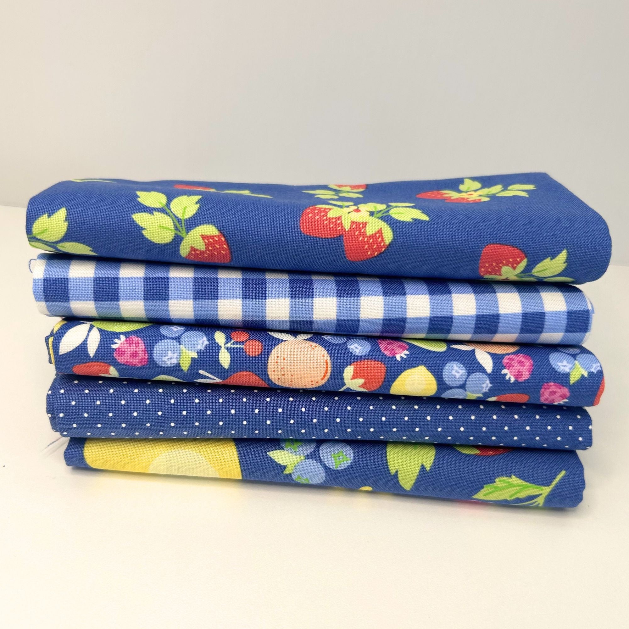 Fruit Salad Custom Fat Quarter Bundle Cobalt Blue by Corey Yoder for Moda Fabrics | 5 FQs | Curated Bundle