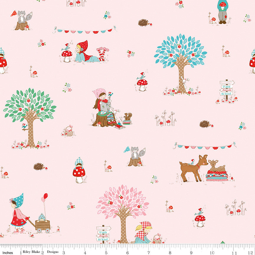 Whimsical Woodland Main Pink Yardage by Tasha Noel for Riley Blake Designs | C17640-PINK