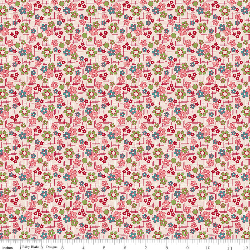 PRESALE Farmers Daughter Daisy Coral Yardage by Lori Holt of Bee in My Bonnet | C17161-CORAL