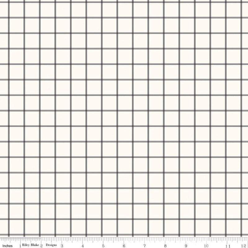 Midnight Meadow Grid Cream Yardage by My Mind's Eye for Riley Blake Designs | C15326-CREAM