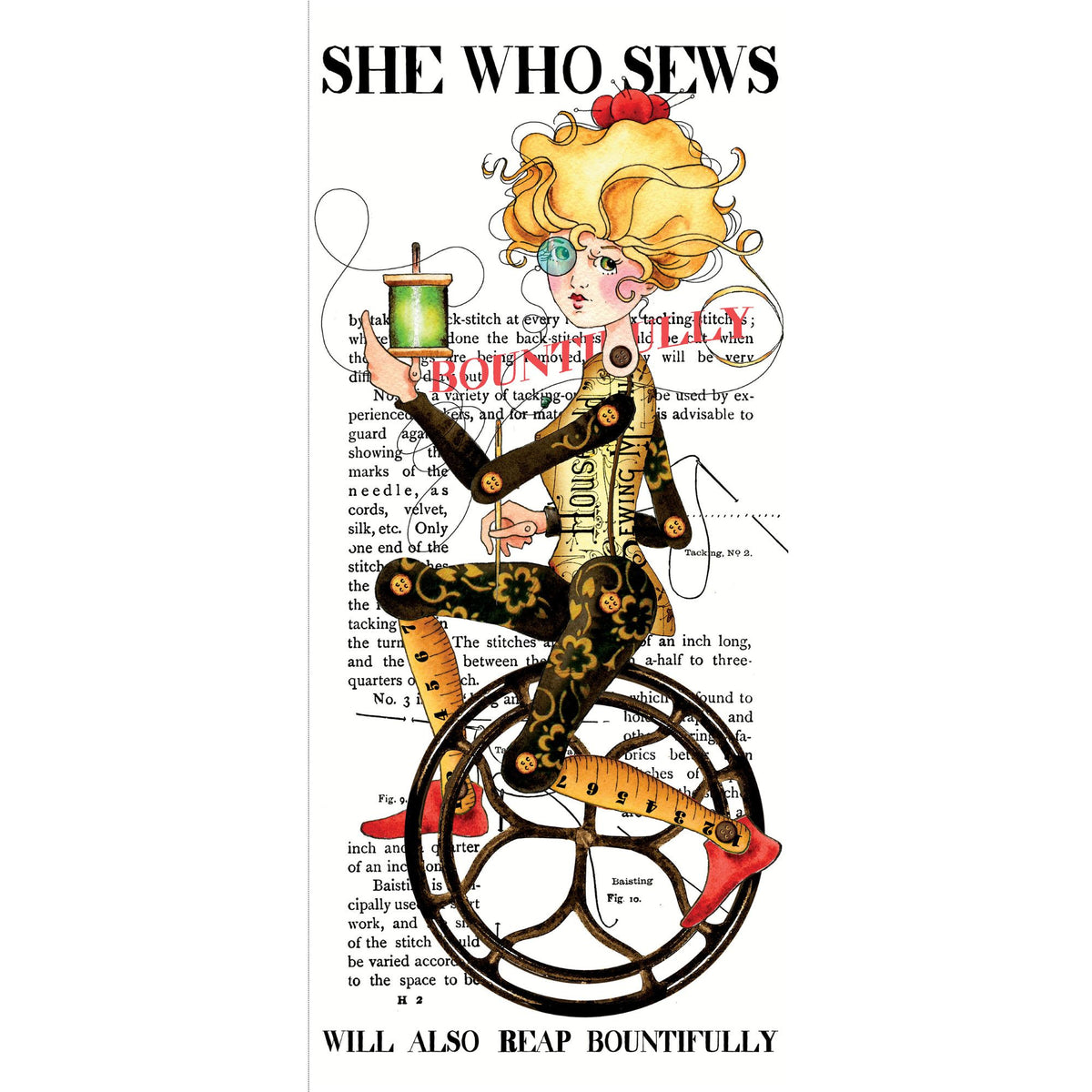 PRESALE She Who Sews–The Maker Machine Made Wall Panel by J. Wecker Frisch for Riley Blake Designs | Panel size 24" x 54" | PD18521-PANEL