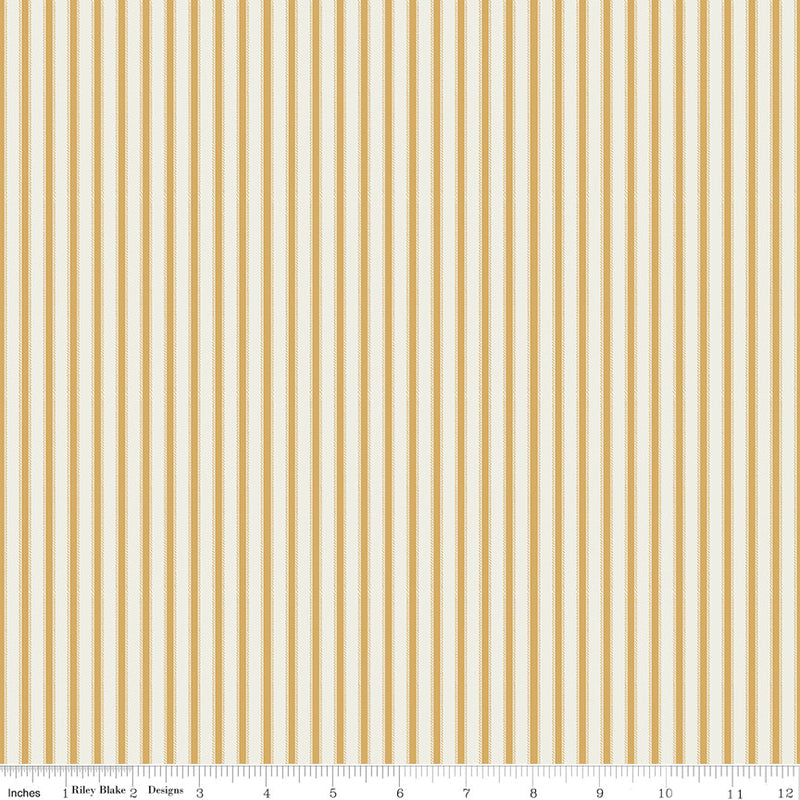 PRESALE Ivy Reese Ticking Golden Yardage by Deena Rutter for Riley Blake Designs | C16605-GOLDEN