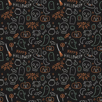 Frank and Friends Halloween Icons Black Glow in the Dark Yardage by My Mind's Eye for Riley Blake Designs | GC17476-BLACK
