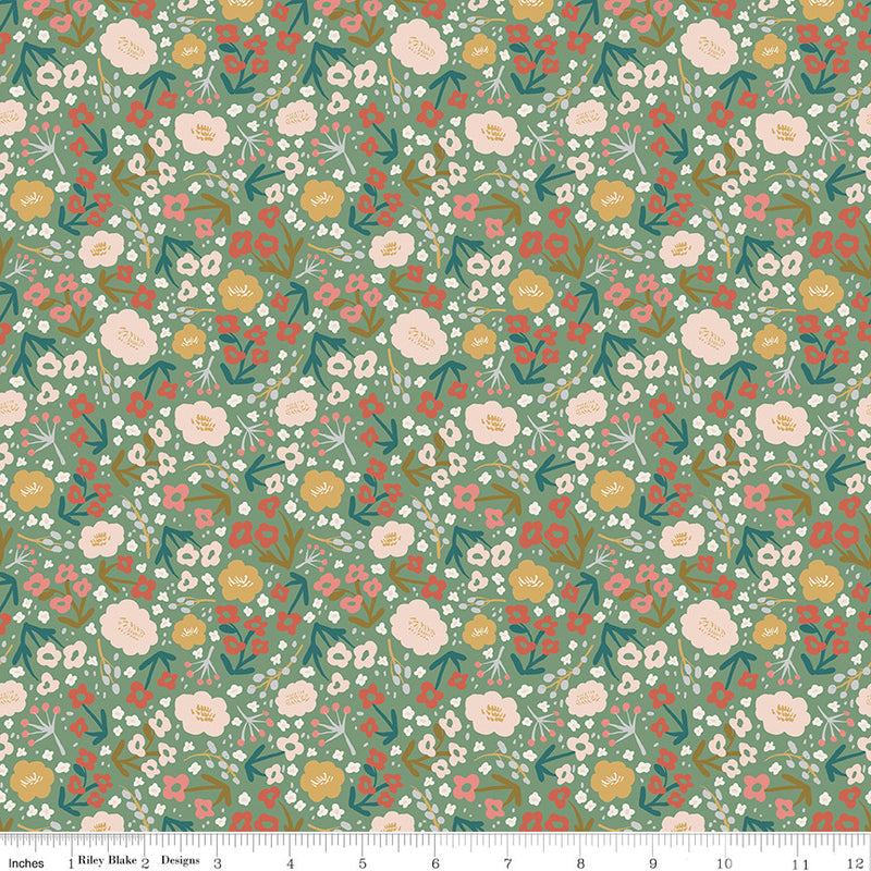PRESALE Ivy Reese Flower Green Yardage by Deena Rutter for Riley Blake Designs | C16601-GREEN