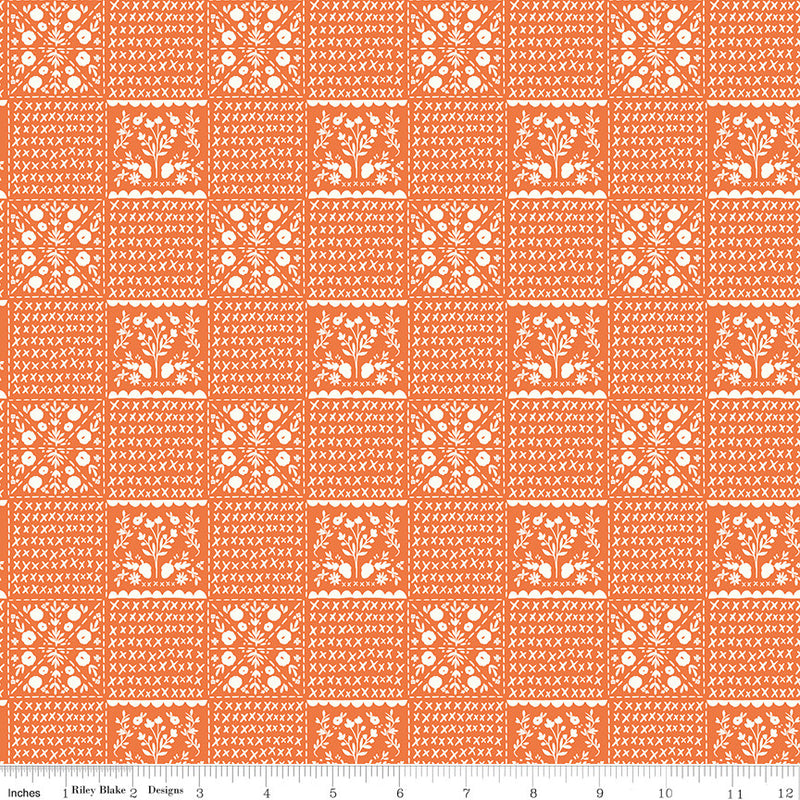Happy Fall Days Vintage Squares Orange Yardage by Kelsey Carlson for Riley Blake Design | C16343-ORANGE