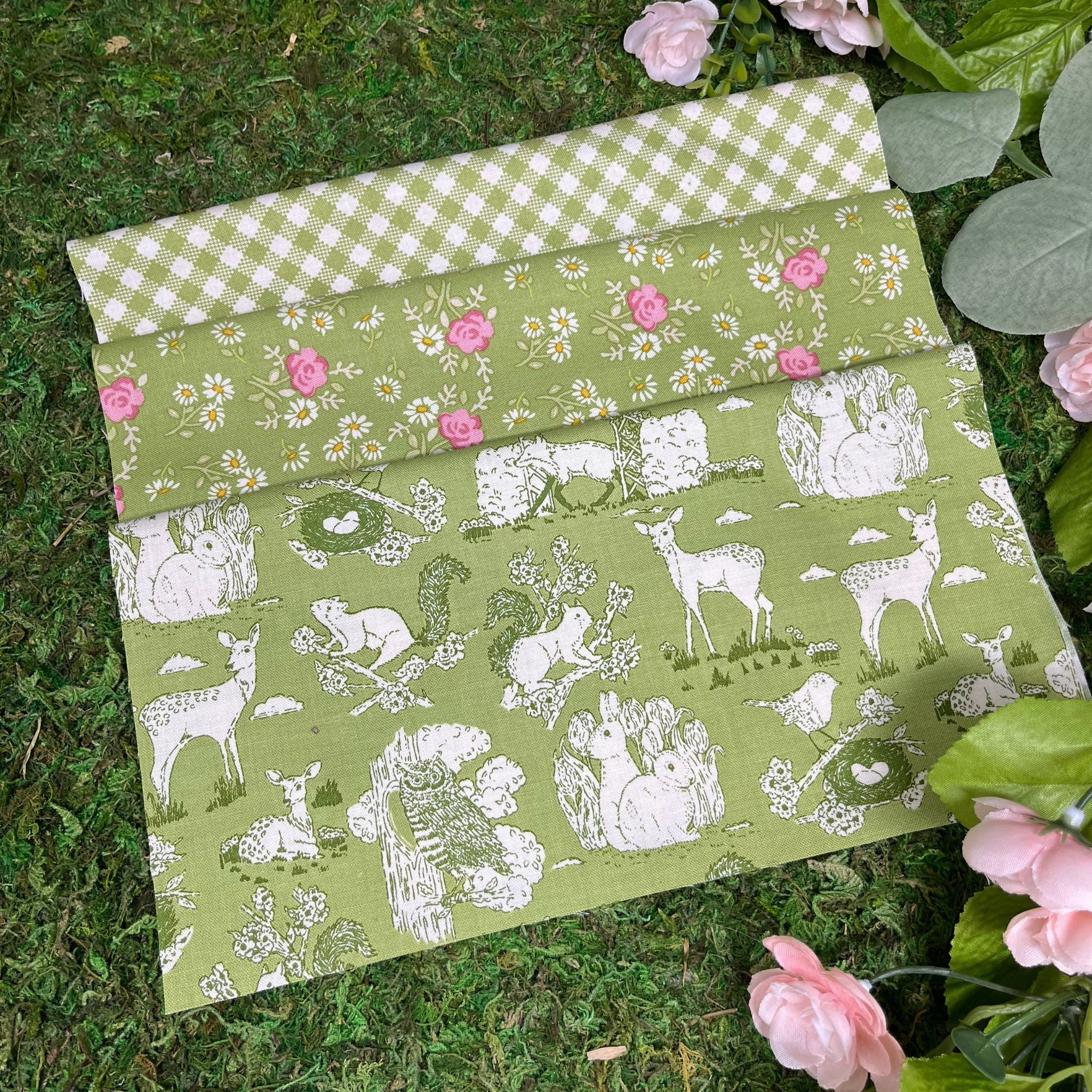 PRESALE My Secret Garden Custom Fat Quarter Bundle Green by Stacy Iest Hsu for Moda Fabrics | 3 FQs | Curated Bundle
