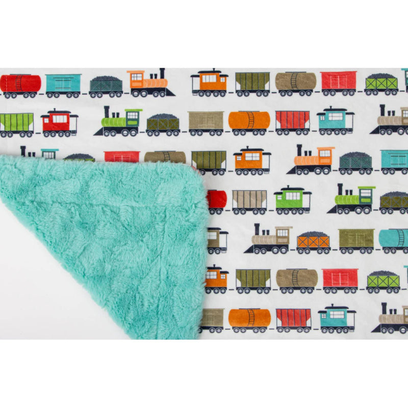 Baby Minky Blanket All Aboard Train Cream by Dreamy Blankets  | Premium Soft Minky Blanket | Baby Blanket Size 32" x 36"