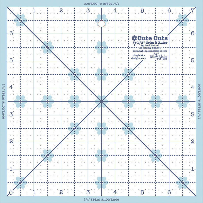 PRESALE Lori Holt Cute Cuts Trim It 7.5" Square Ruler by Lori Holt of Bee in My Bonnet | STTI-21863