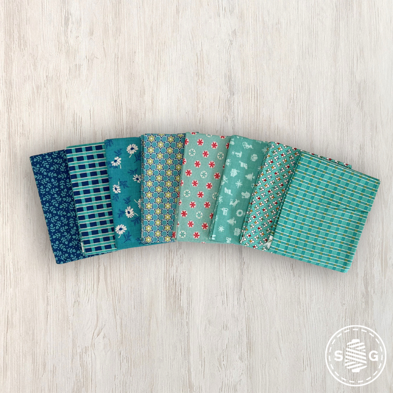 Home Town Holiday Fat Quarter Blue Colorway Bundle by Lori Holt of Bee in my Bonnet | Curated Bundle 8 Fat Quarters