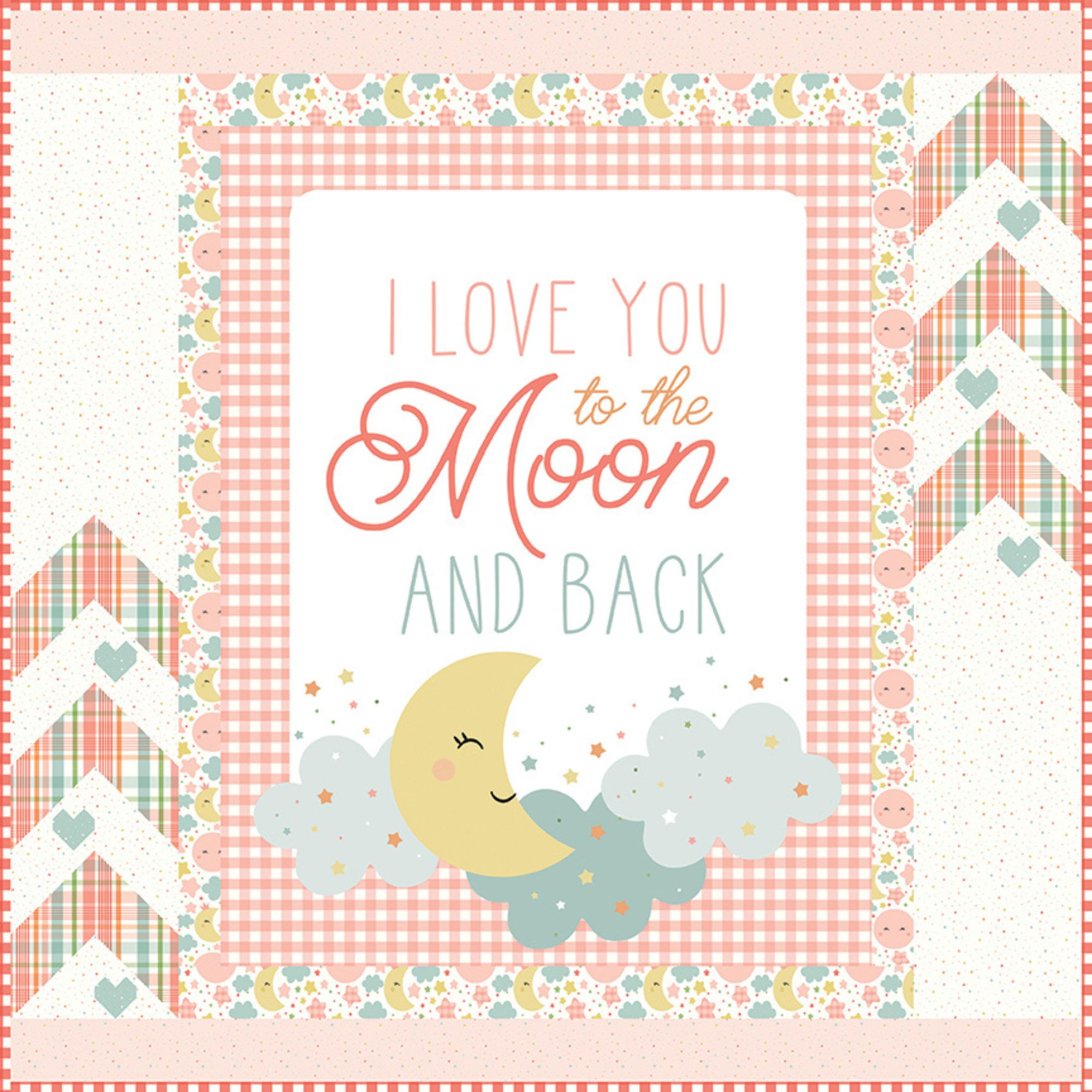 PRESALE Love You to the Moon Coral Panel Flannel Quilt Kit by Echo Park Paper Co. for Riley Blake Designs | KT-18271