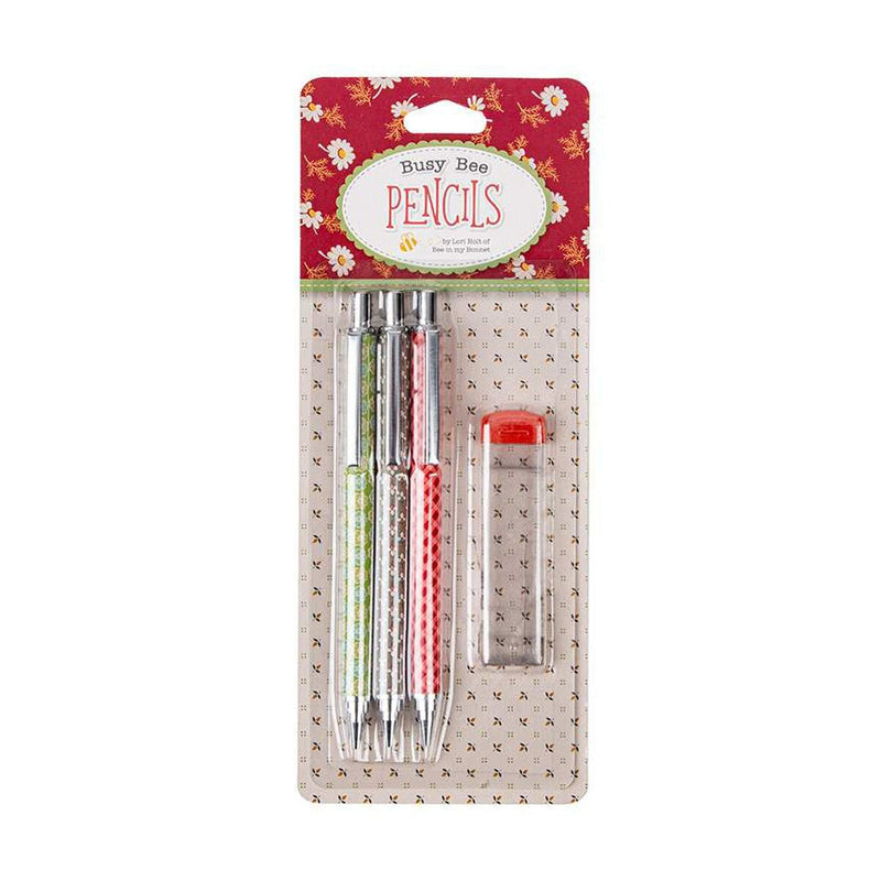 Lori Holt Home Town Holiday Busy Bee Pencils | Lori Holt of Bee in My Bonnet | Set of 3 | ST-36046