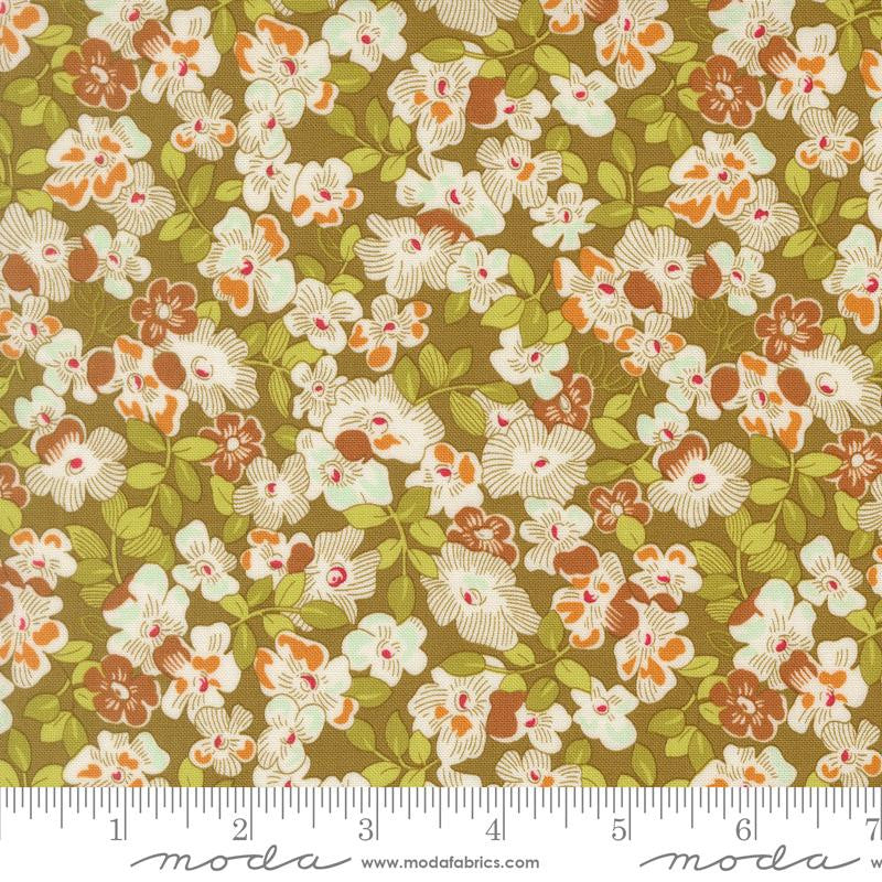 PRESALE Butternut and Sage Fields of Flowers Olive Yardage by Fig Tree & Co for Moda Fabrics | 35442 14