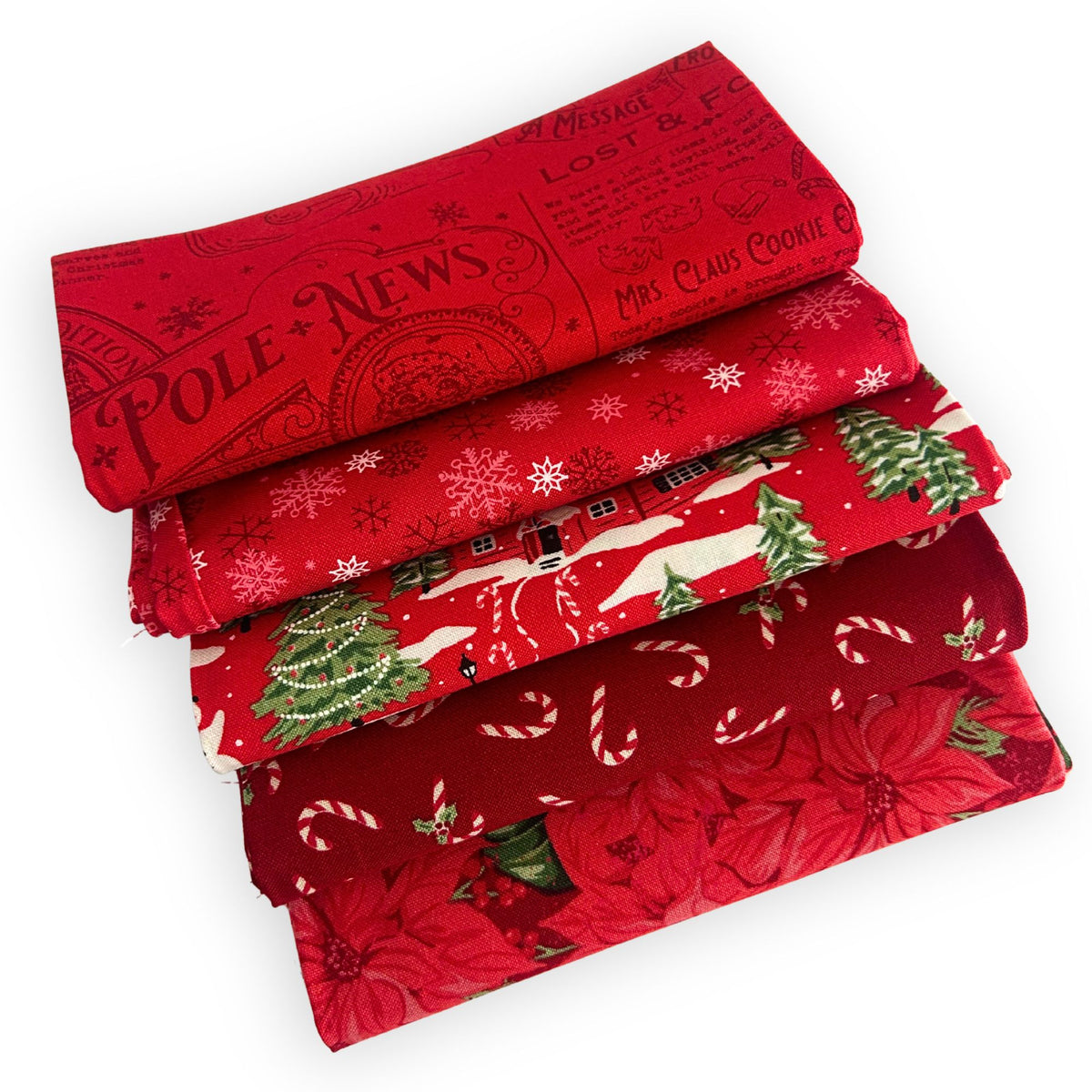 PRESALE Christmas Fat Quarter Bundle Red | Holiday Cheer by Stacy Iest Hsu for Moda Fabrics | 5 FQs | Curated Bundle