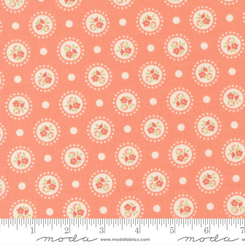 PRESALE Sunbonnet Flower Dots Coral Yardage by Heather Briggs of My Sew Quilty Life for Moda Fabrics | 31762 41