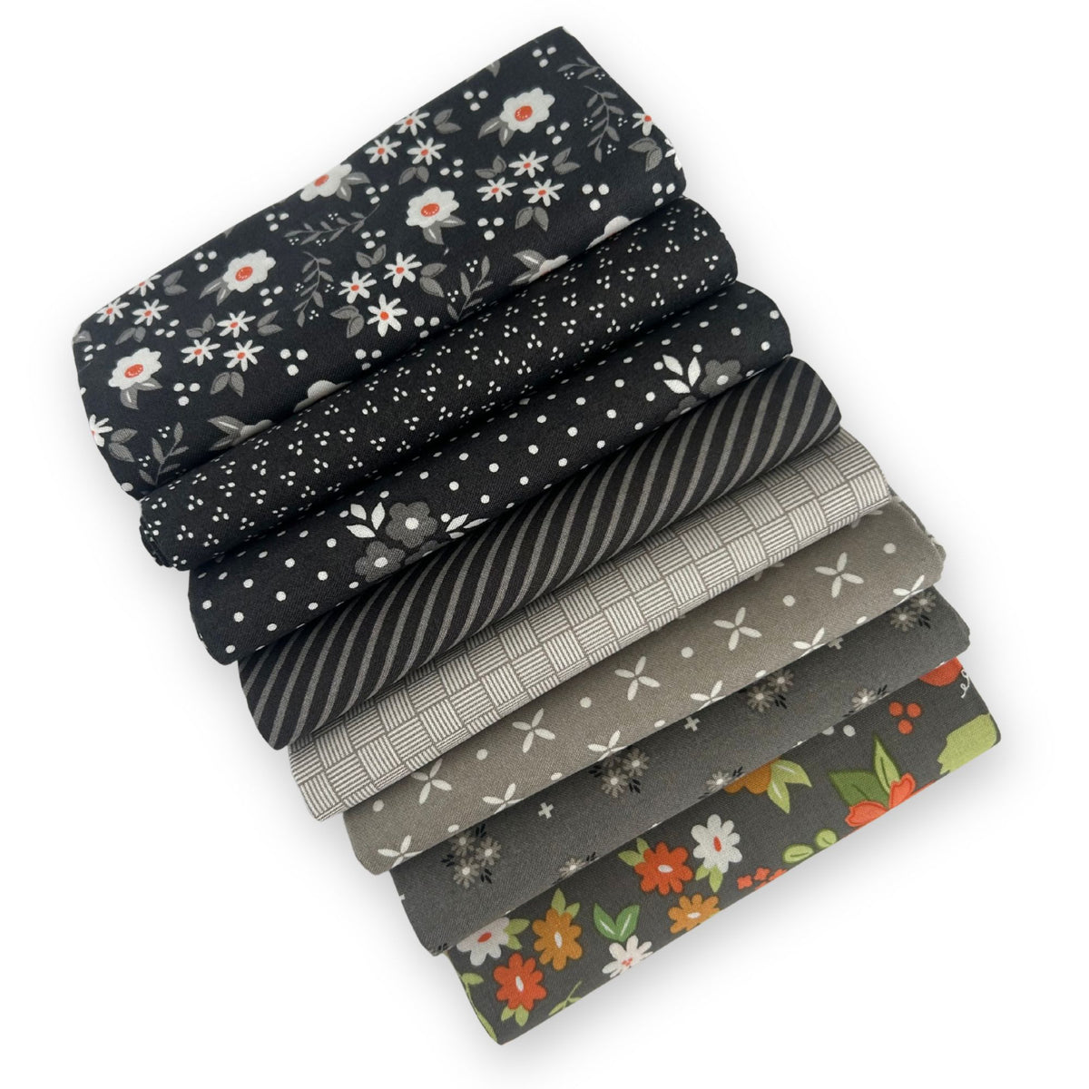 Fat Quarter Bundle Black and Grey | Birch and Willow  by Sherri & Chelsi for Moda Fabrics | 8 Fat Quarters | Curated Bundle