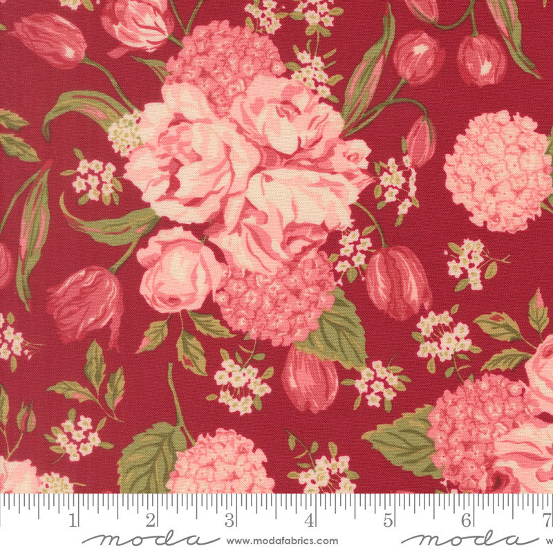 PRESALE Je T'aime Love Garden Scarlet Yardage by Stacy Iest Hsu for Moda Fabrics | 20990 18