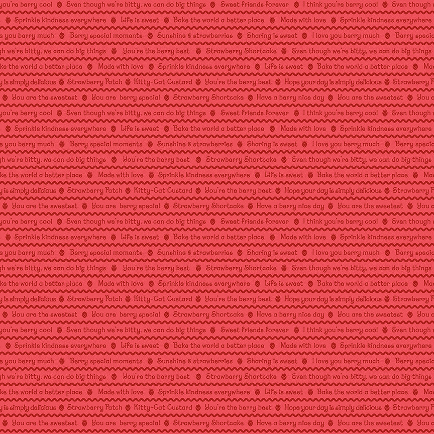PRESALE The World of Strawberry Shortcake Text Red Yardage for Riley Blake Designs | C18563-RED