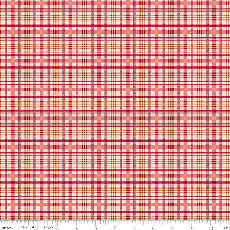 PRESALE Farmers Daughter Plaid Tea Rose Yardage by Lori Holt of Bee in My Bonnet | C17175-TEAROSE
