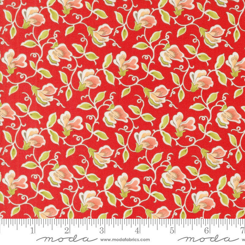 Portofino Sweet Pea Pomegranate Yardage by Fig Tree & Co for Moda Fabrics | 35392 16