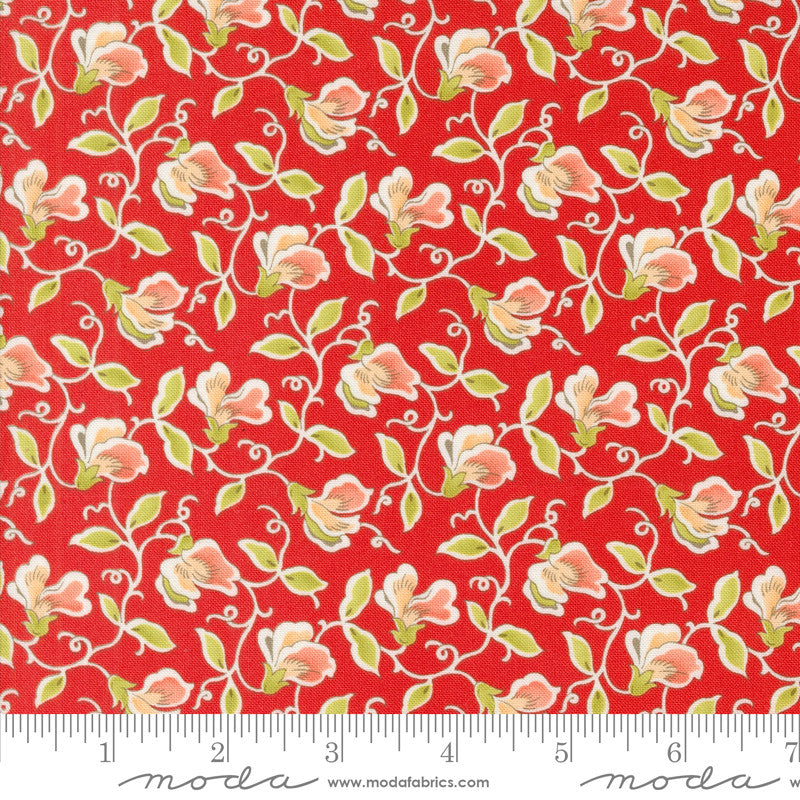 Portofino Sweet Pea Pomegranate Yardage by Fig Tree & Co for Moda Fabrics | 3 Yard Cut | 35392 16